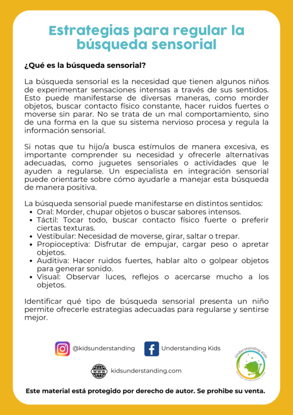 Estrategias para regular la búsqueda sensorial