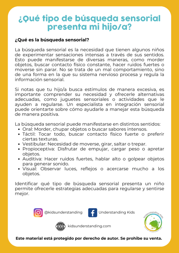 ¿Qué tipo de búsqueda sensorial presenta mi hijo/a?